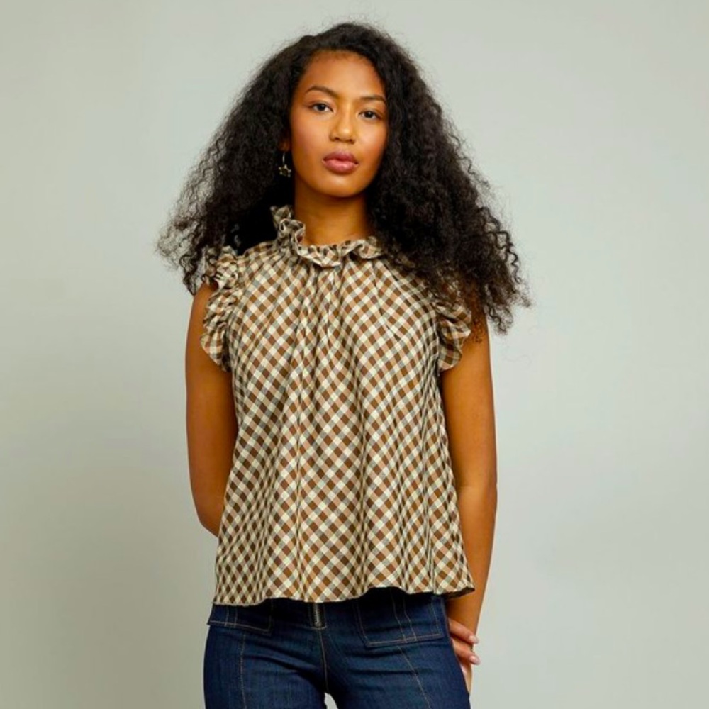 CHRISTY LYNN Aurelie Top - Gingham Bronze